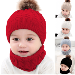 Kids Winter Knitted Hat And Scarf For 1-10 Years Old